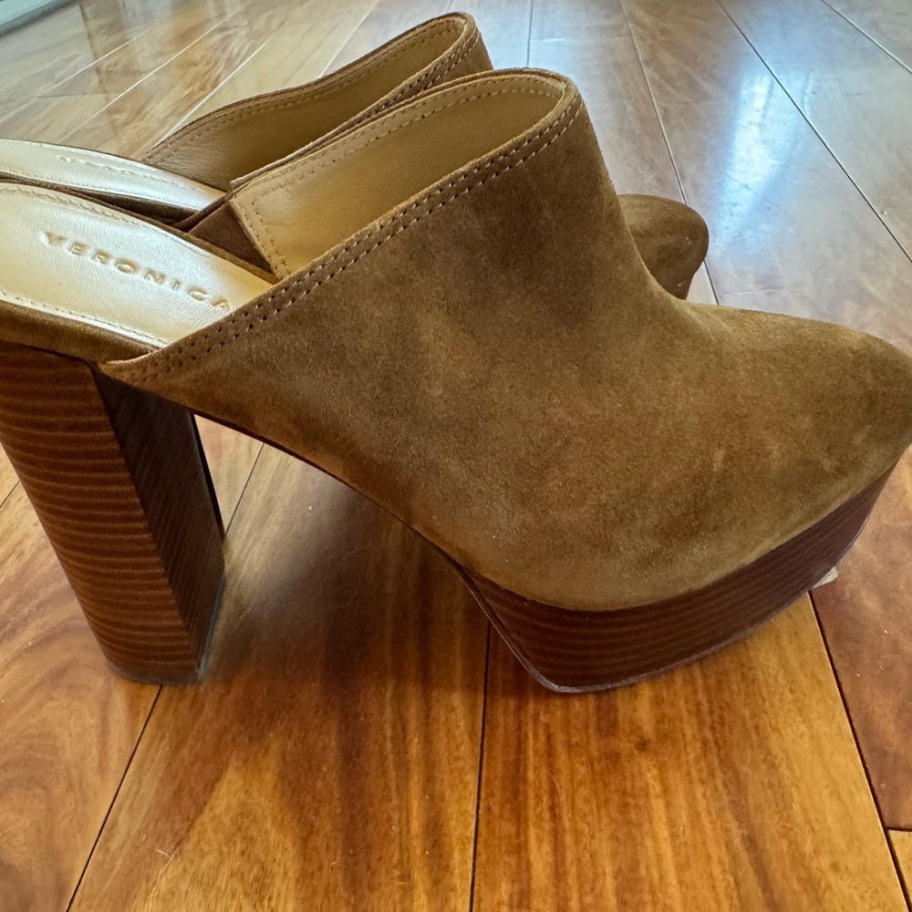 Veronica Beard Brown Suede Platform Mules